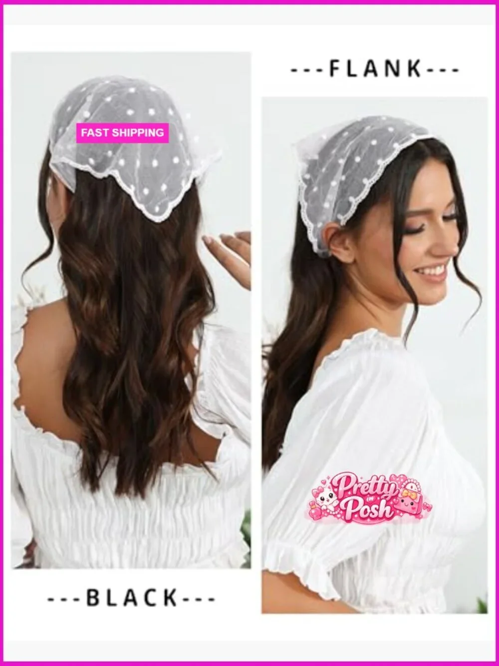 Polyester Hair Scarf with Water-Soluble Lace, Vintage Knitted Headband